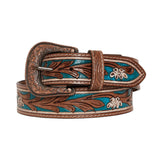 Cobalt Sea Hand-Tooled Leather Belt Apparel Myra Bag Bronco Western Supply Co. 